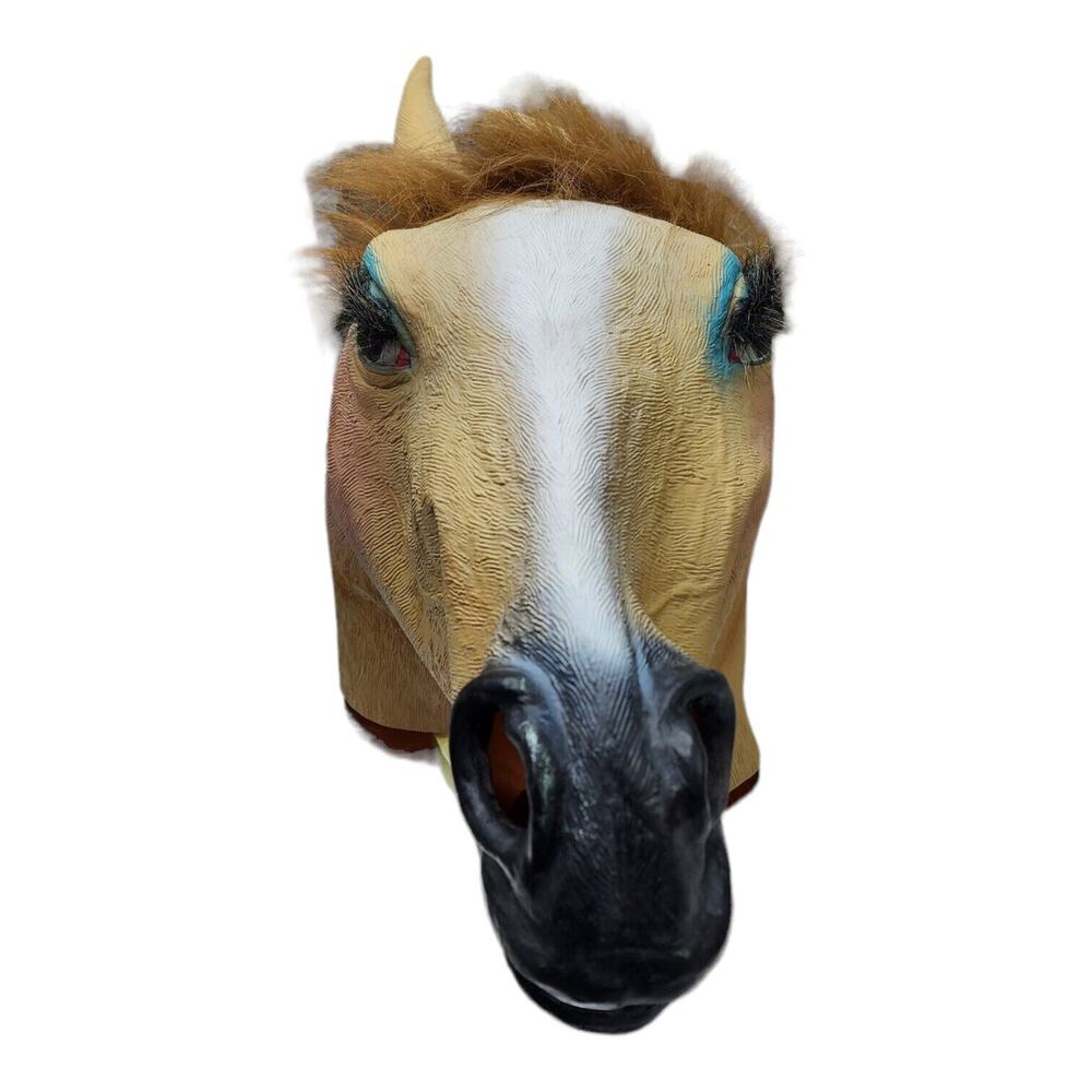 Horse Mask Full Head Life-Like Mane Realistic Cosplay Adult Head Latex Halloween